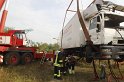 LKW faehrt in den Rhein Langel Hitdorf Faehre P553